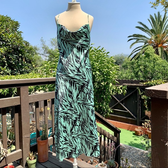 Wayf Dresses & Skirts - NWT WAYF Mint Tiger Cowl Neck Satin Midi Dress